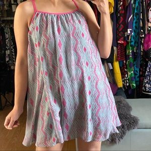 freebird Gray & Pink Tribal Print Racerback Dress
